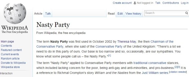 Contra Wikipedia, Theresa May was not the first to bemoan the 'nasty party', but her critique was the most memorable.