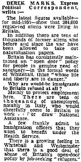 Daily Express 21-01-1958 Italian immigration