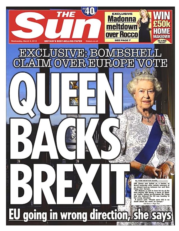 Sun - Queen Backs Brexit